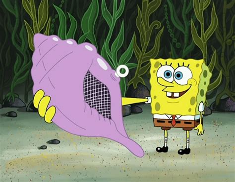 Spongebob toy featuring a magic conch shell